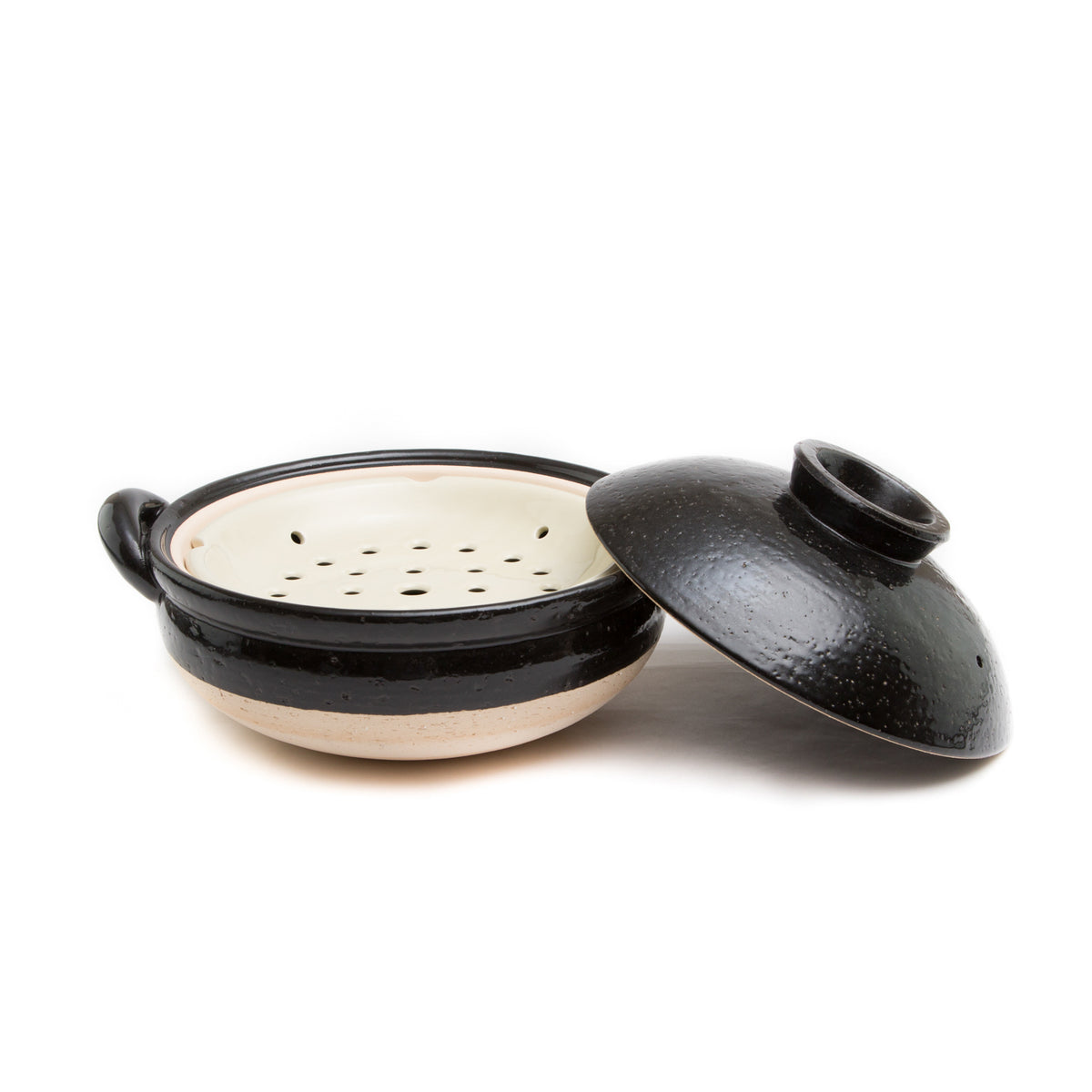 Mushi Nabe - Donabe Steamer - Large, Black-Clay Hot Pot-Nagatani-en-JINEN
